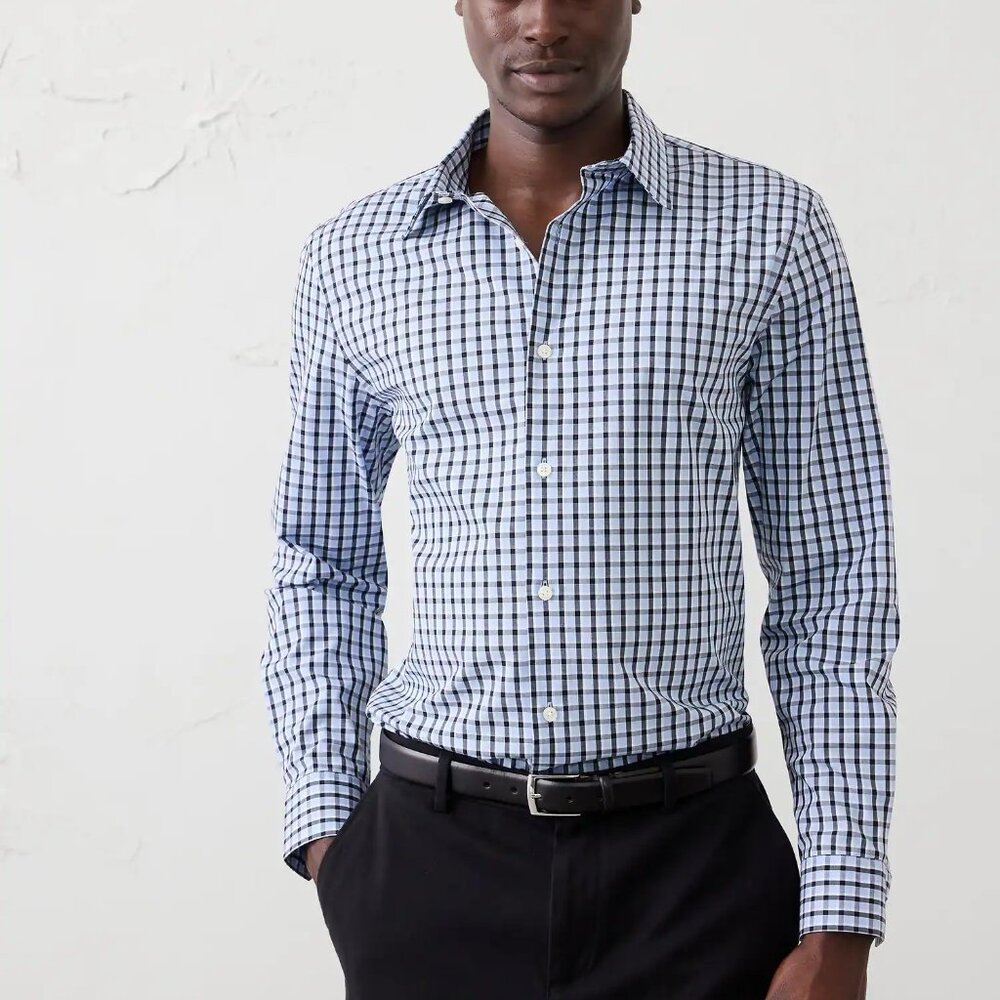 (3) BANANA REPUBLIC - MEN'S NON-IRON SLIM FIT DRESS SHIRTS - SIZE LT